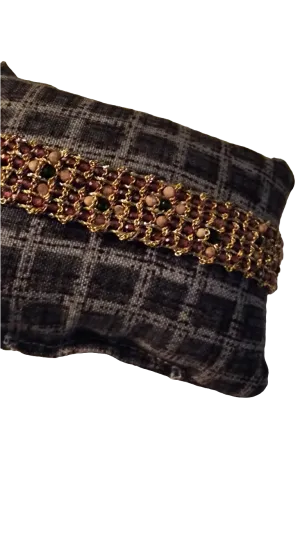 Hand loom gold plated bracelet - garnet - rodhocrosite