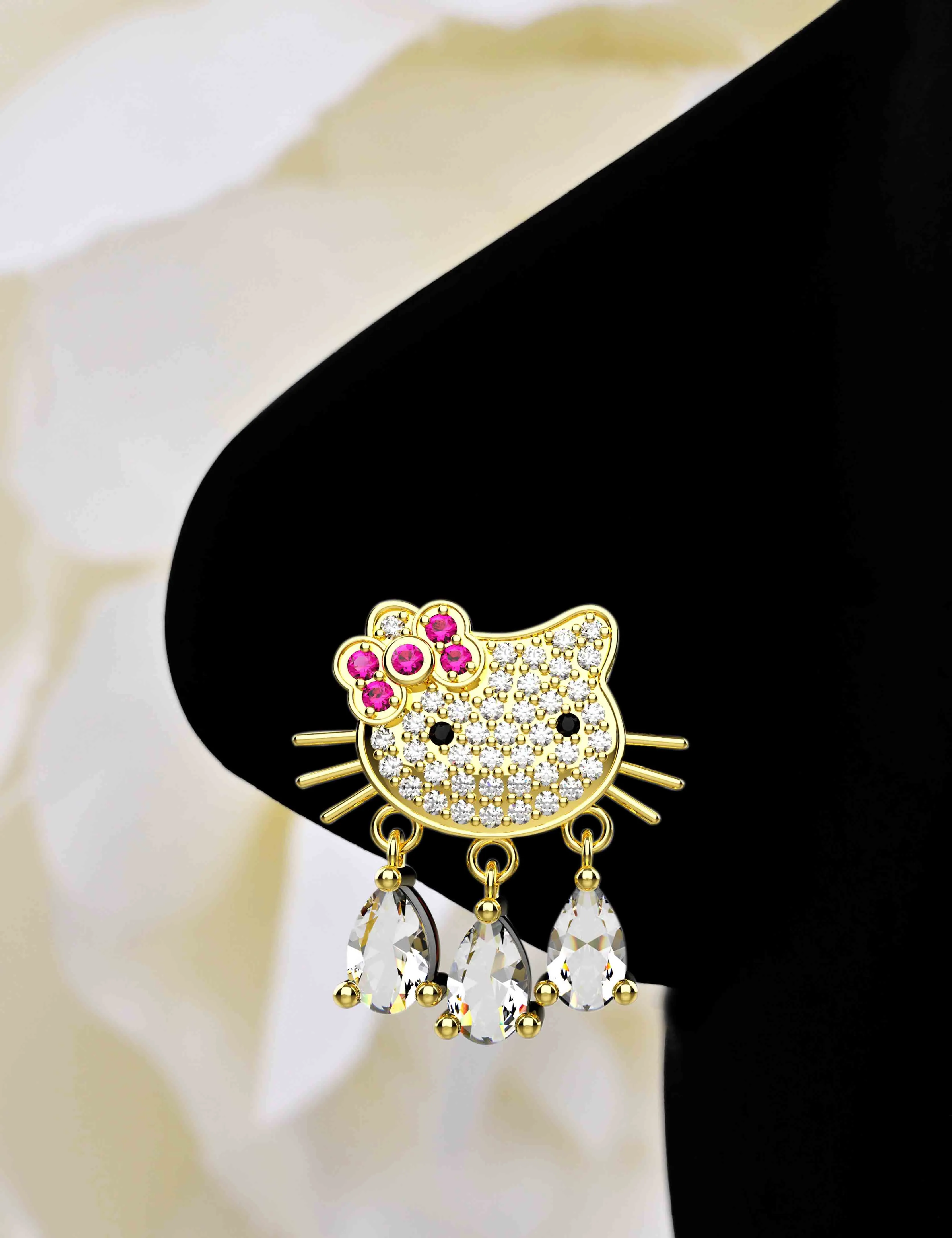 hello kitty dangle nose ring & gold nose stud – cute jewelry