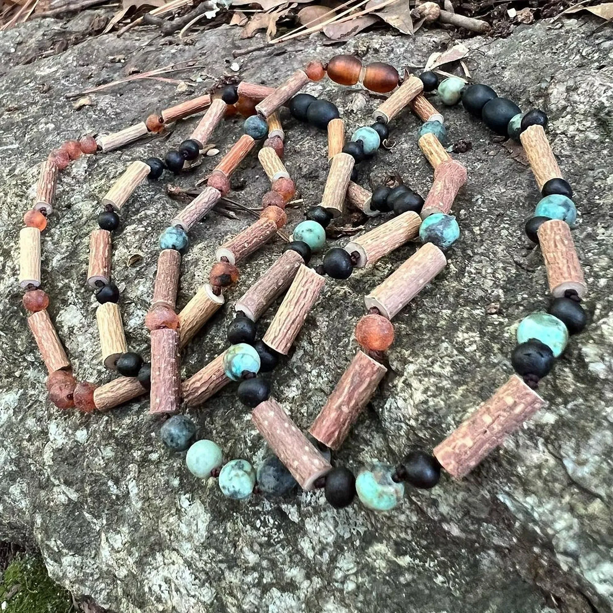 Kids | Amethyst   Raw Cognac Amber Hazelwood Necklace