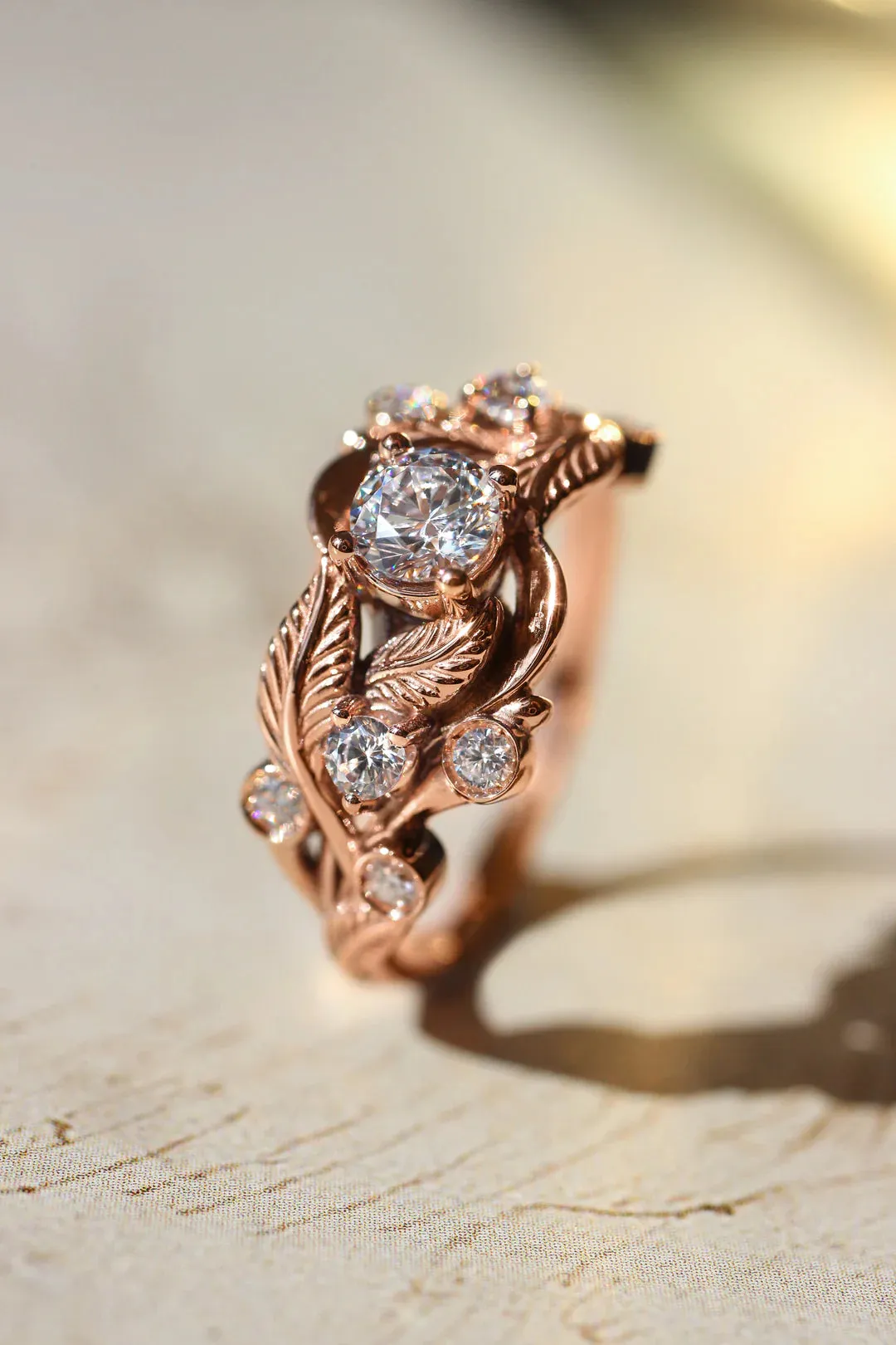 Leaf White Zircon Ring