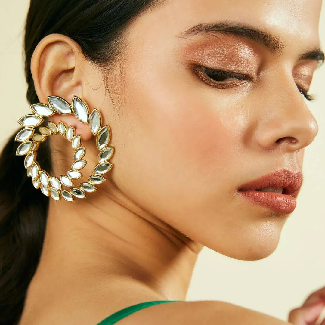 Marquise Mirror Statement Swirl Earrings
