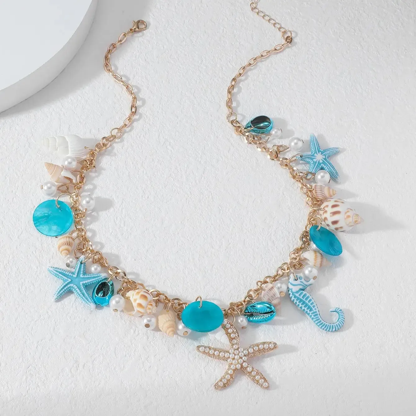 Ocean Series Shell Starfish and Pearl Necklace