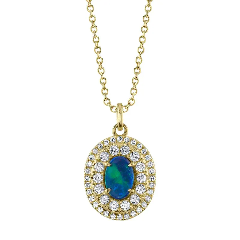 Opal & Diamond Oval Necklace