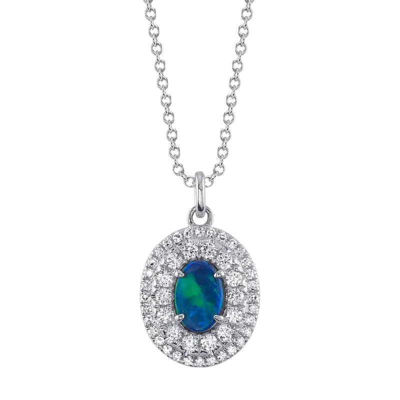 Opal & Diamond Oval Necklace