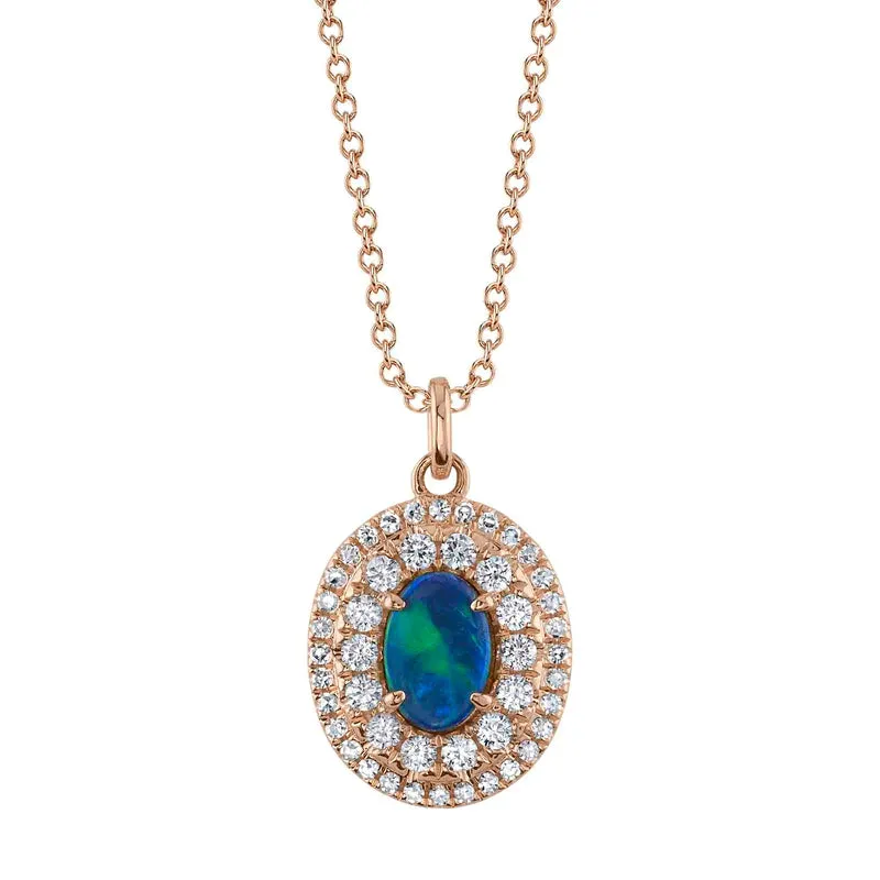 Opal & Diamond Oval Necklace