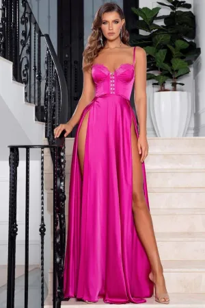 PINK TINT SATIN EVENING DRESS