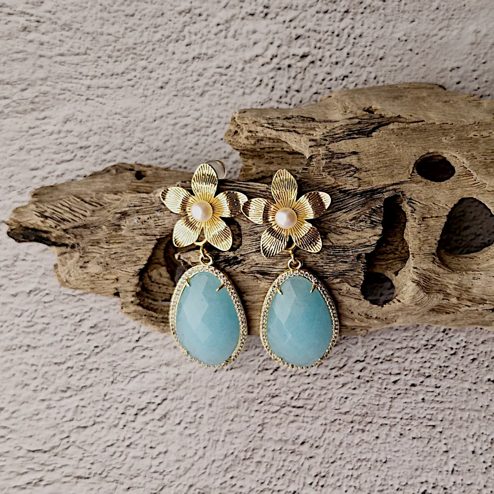 Plumeria Pearl Stud with Detachable Dangles Earrings