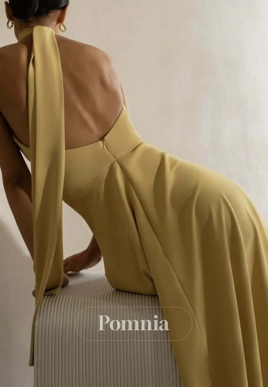 Sheath Halter Sleeveless Backless Floor-Length Evening Dress