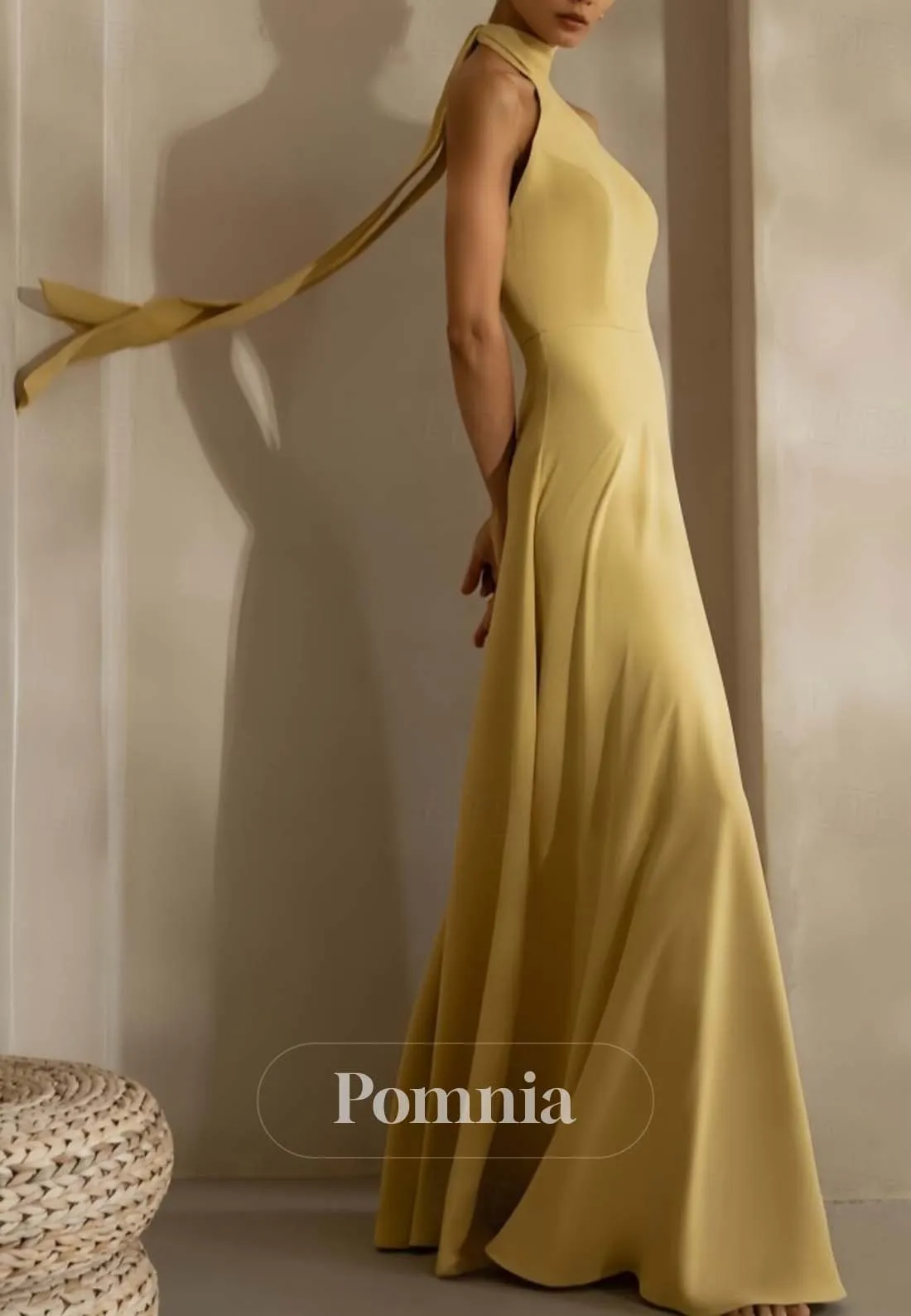 Sheath Halter Sleeveless Backless Floor-Length Evening Dress