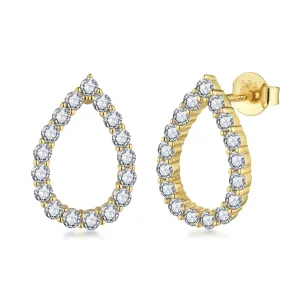 Sterling Silver CZ Outline Teardrop Stud Earring
