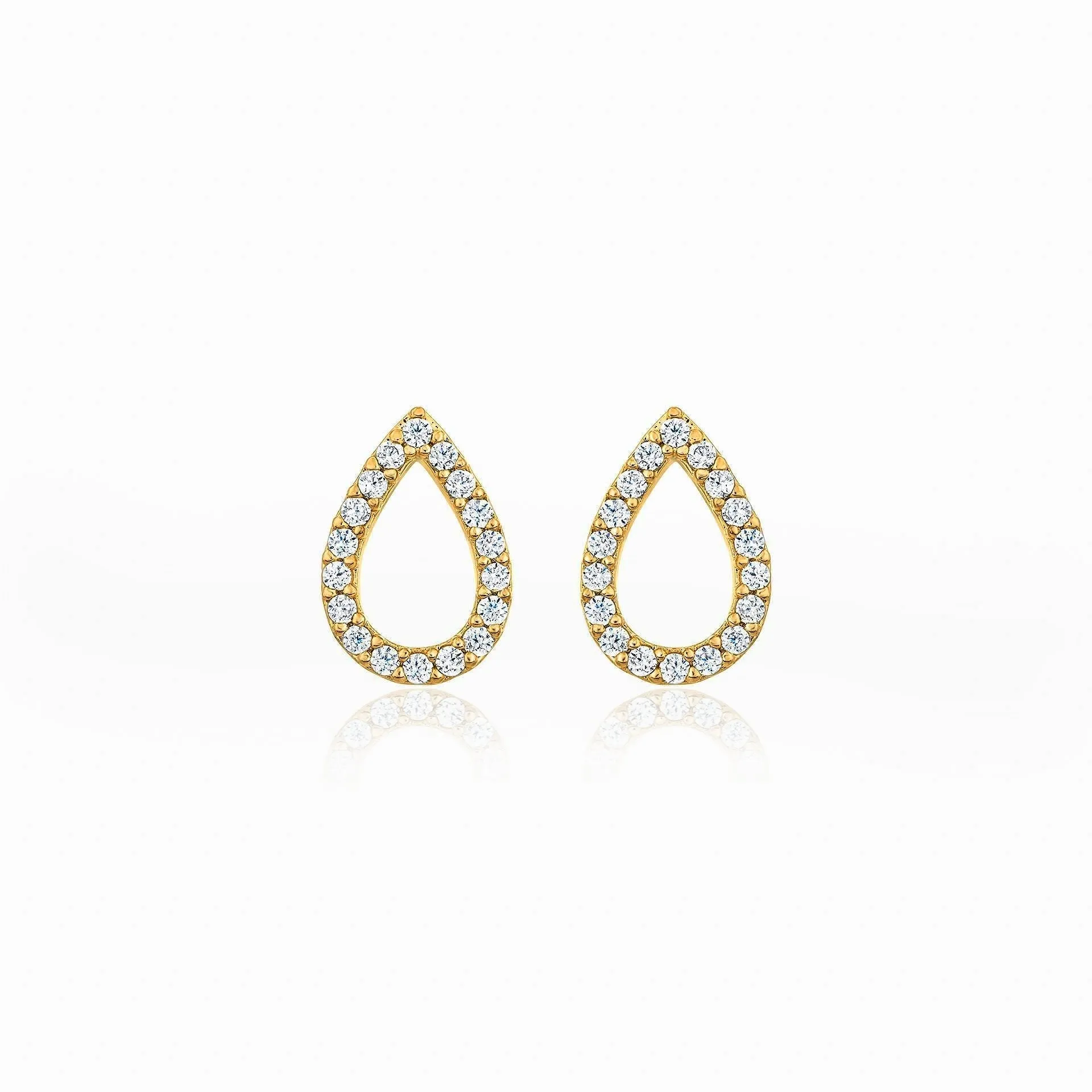 Sterling Silver CZ Outline Teardrop Stud Earring