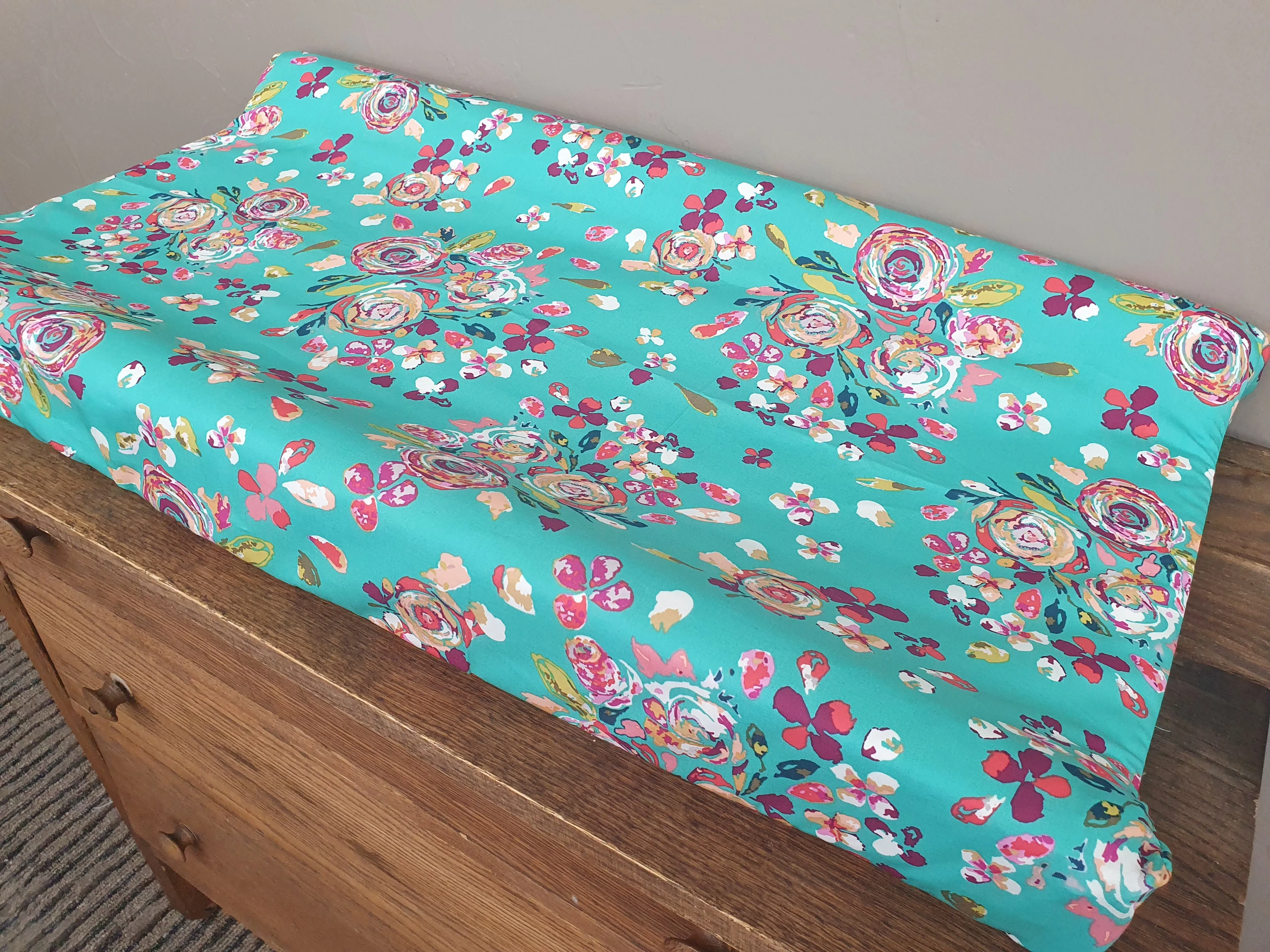 Teal Floral and Cow Minky Western Baby Crib Bedding
