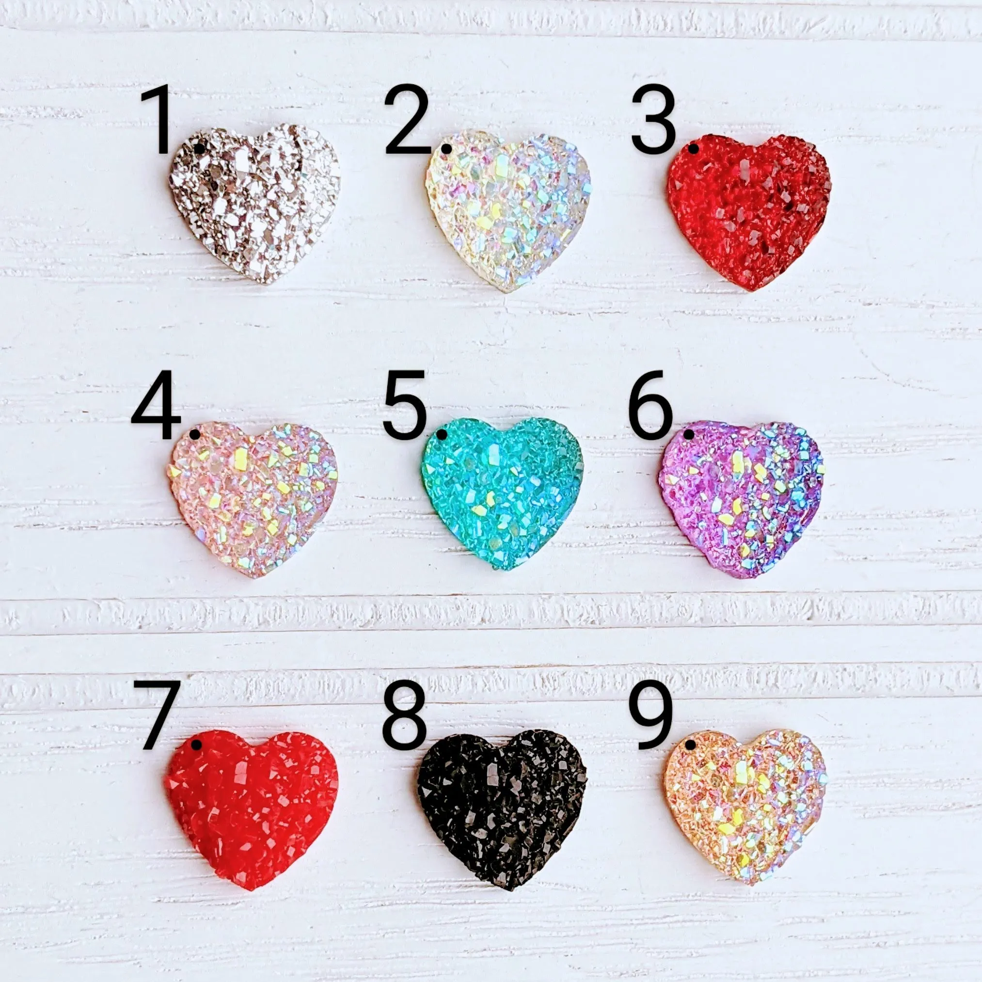 Valentines Druzy Heart Necklace and Earring Sets